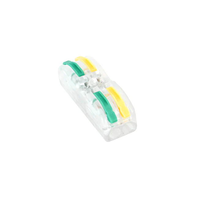 2 Slot Green & Yellow, Clear Inline Wire Lever Nut (10-Pack)