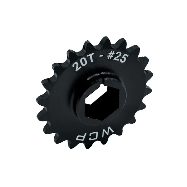 20t Aluminum Double Hub Sprocket (#25 Chain, 1/2" Hex Bore)