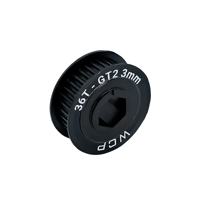 36t x 9mm Wide Aluminum Pulley (GT2 3mm, 1/2" Hex Bore)