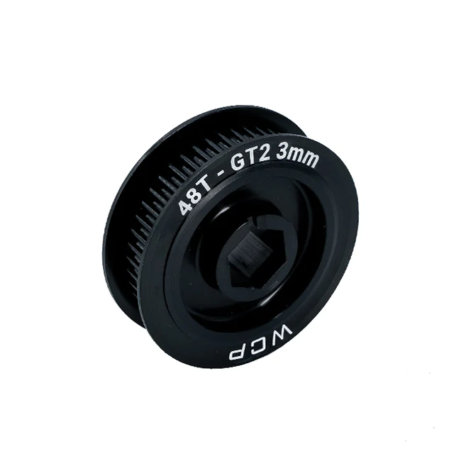 48t x 9mm Wide Aluminum Pulley (GT2 3mm, 1/2" Hex Bore)