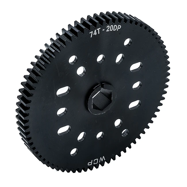 74t Pocketed Steel Spur Gear with MotionX (20 DP, 1/2" Hex Bore)
