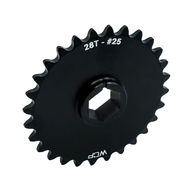 28t Aluminum Double Hub Sprocket (#25 Chain, 1/2" Hex Bore)