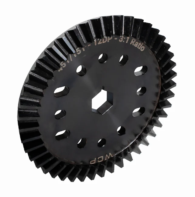 45t 3:1 Steel Bevel Gear (15t:45t, 12 DP, 1/2" Hex Bore)
